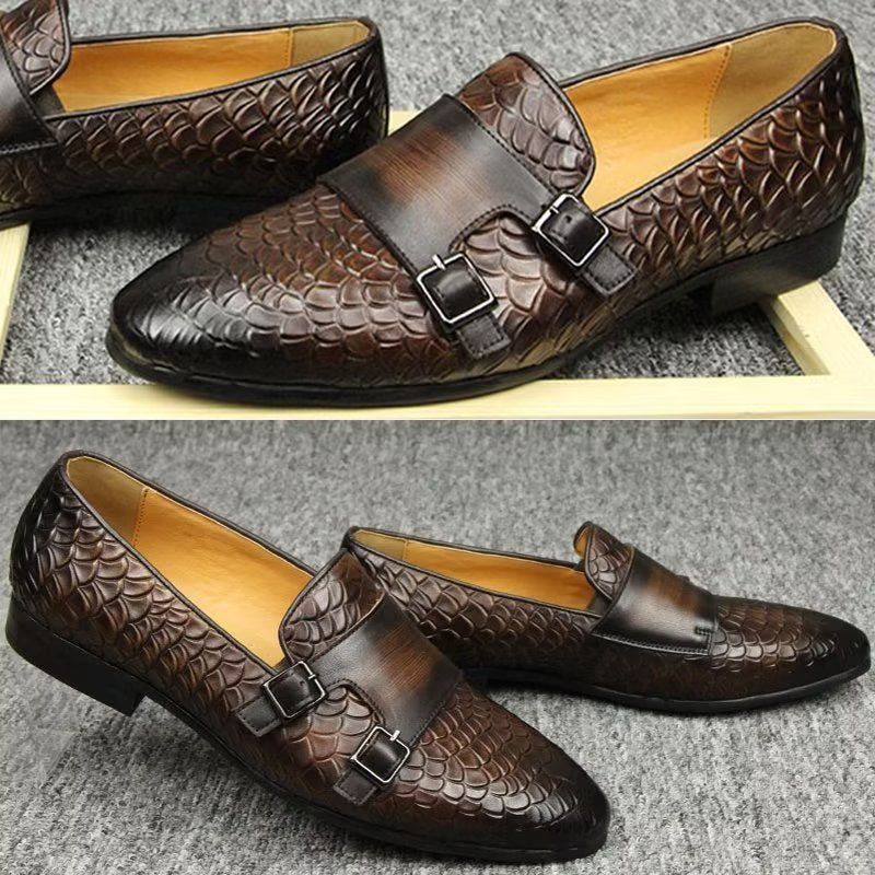 Muške Cipele Za Slobodno Vrijeme Croc Uzorka Elegantne Natikače - Kava 