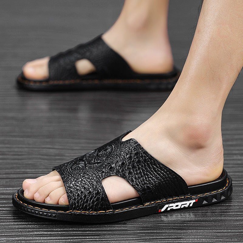 Muške Cipele Za Slobodno Vrijeme Luxecroco Summer Chic Slip On Slides - Crna