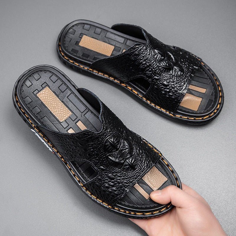 Muške Cipele Za Slobodno Vrijeme Luxecroco Summer Chic Slip On Slides - Crna