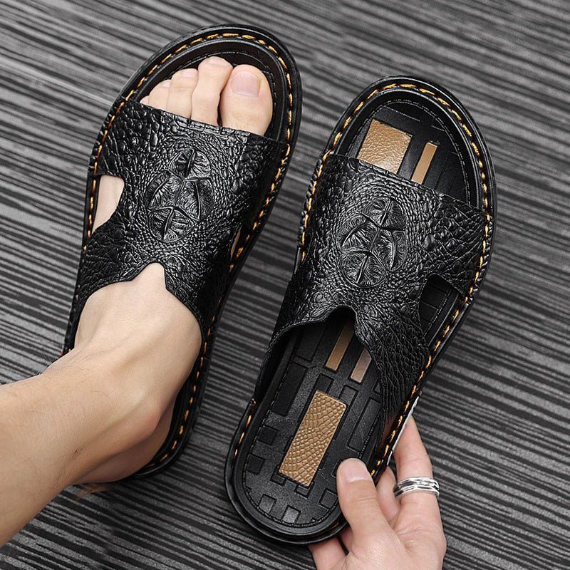 Muške Cipele Za Slobodno Vrijeme Luxecroco Summer Chic Slip On Slides - Crna