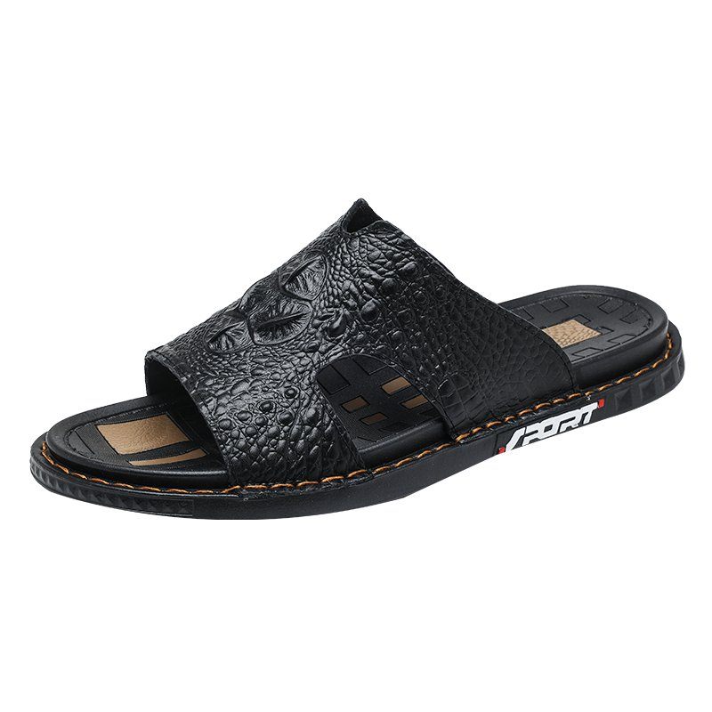 Muške Cipele Za Slobodno Vrijeme Luxecroco Summer Chic Slip On Slides - Crna