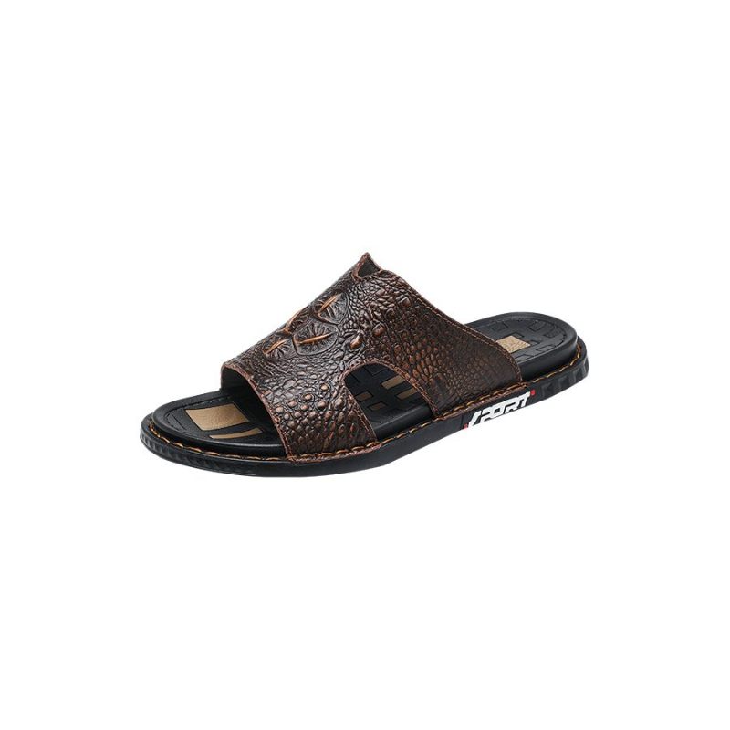 Muške Cipele Za Slobodno Vrijeme Luxecroco Summer Chic Slip On Slides - Kava