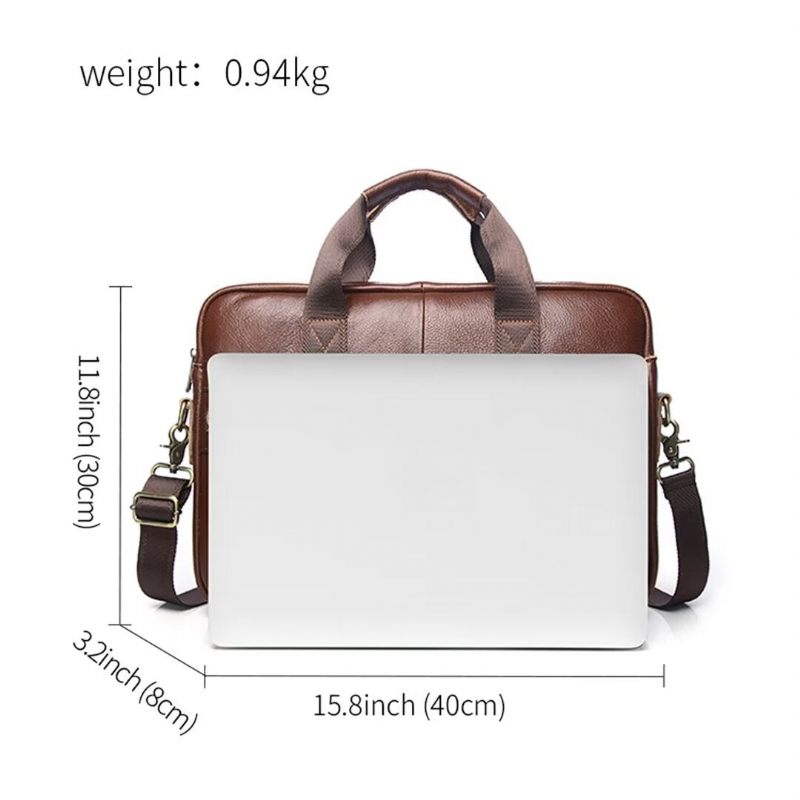 Muške Torbe Na Rame Executive Square Leather Satchel - Smeđa